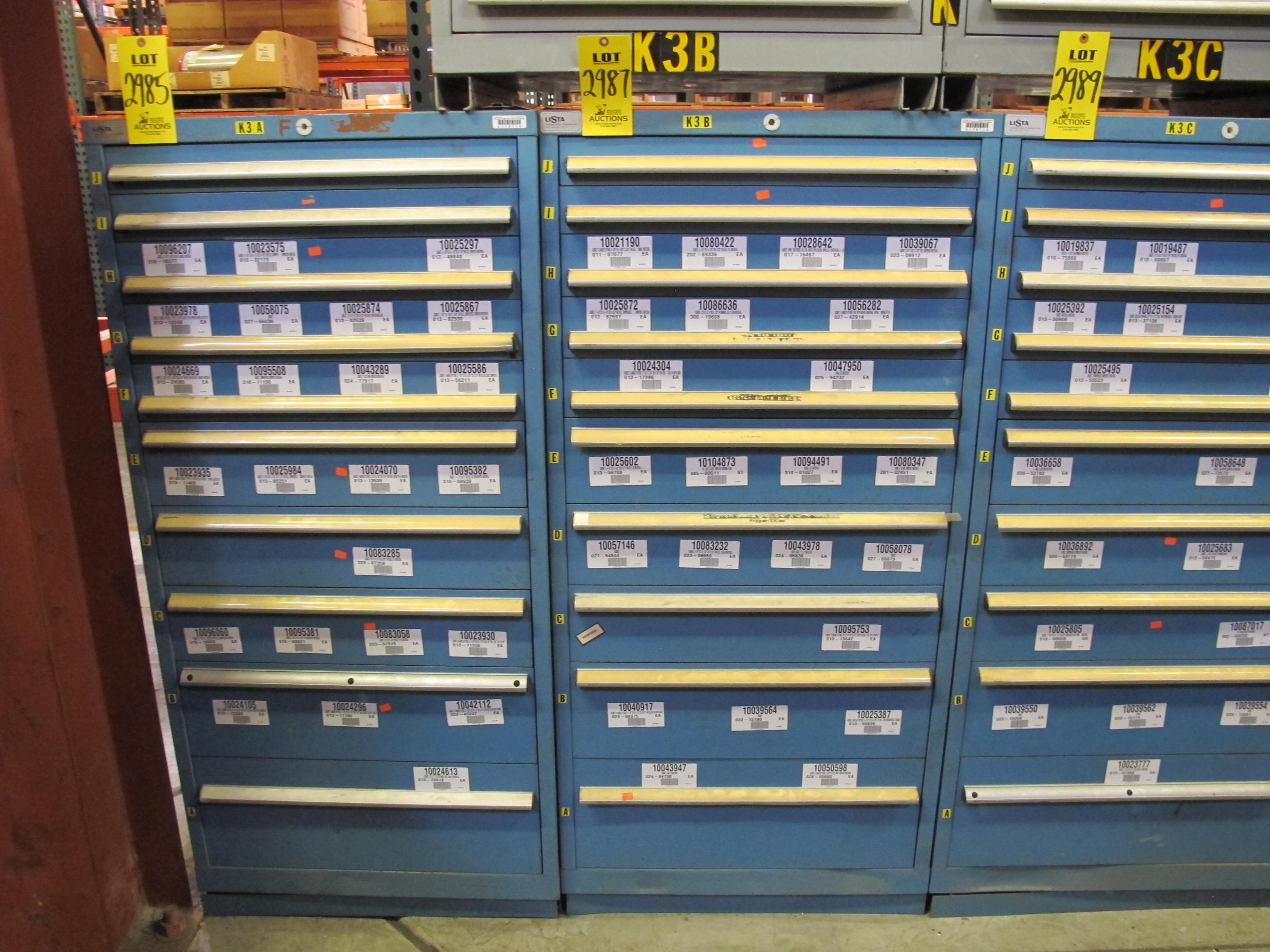 LISTA HEAVY DUTY 10-DRAWER PARTS CABINET W/ CONTENTS (W-50) LOADING & HANDLING FEE $25-